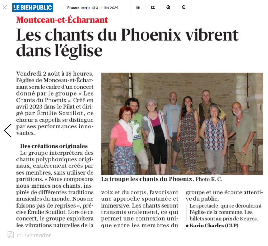 Presse Les Chants du Phoenix Le Bien Public