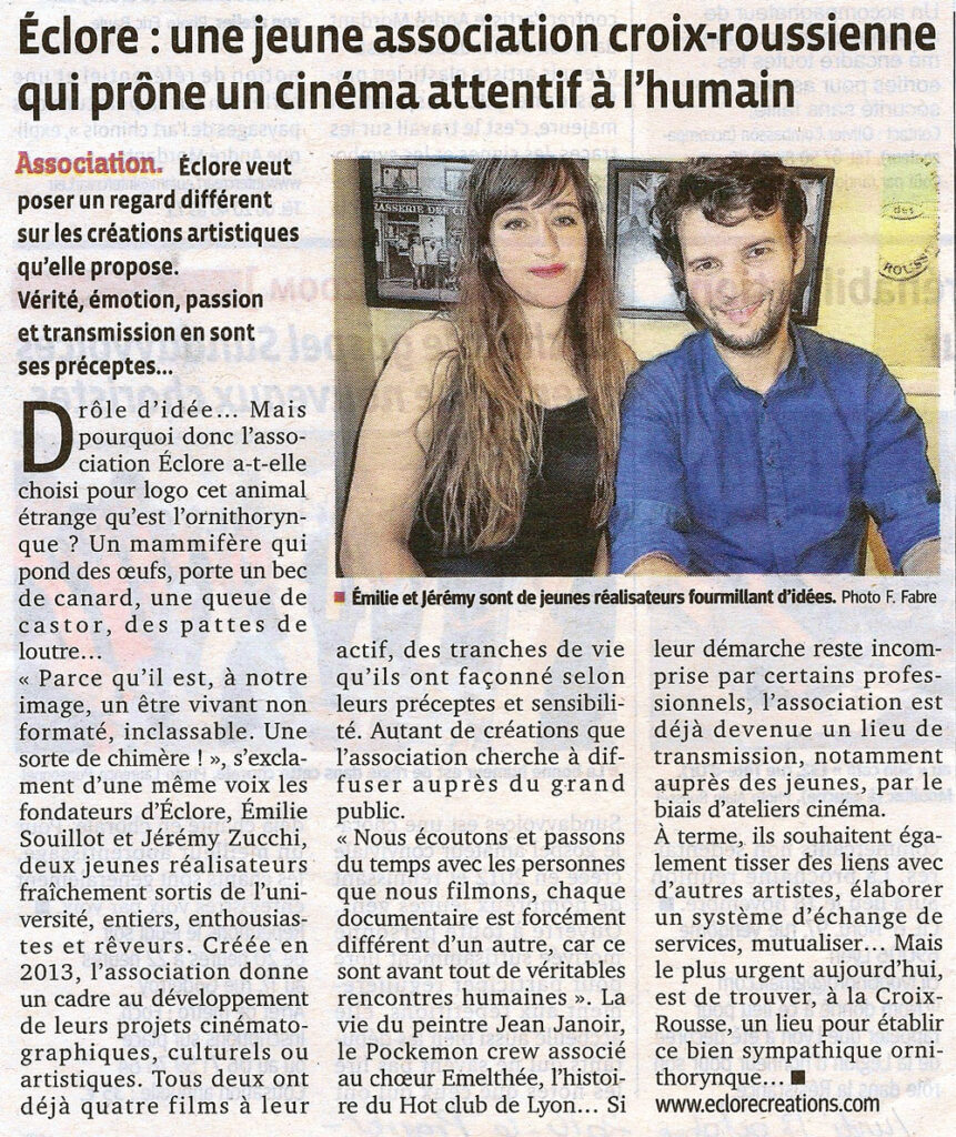 Presse Le Progres Emilie Souillot Eclore Creations