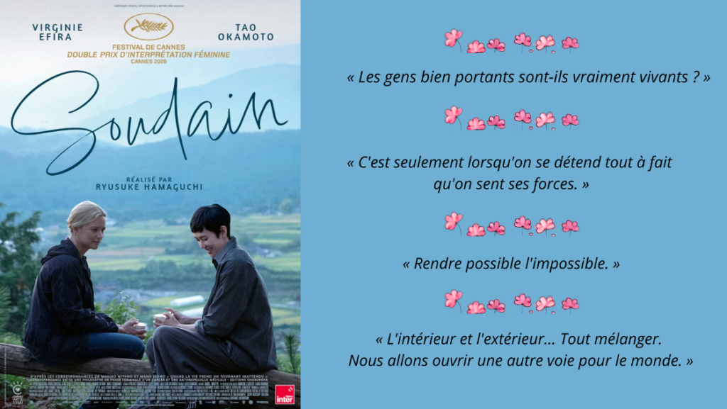 Affiche du film "Soudain" de Rysûke Hamagochi avec Virgine Efira et Tao Okamoto