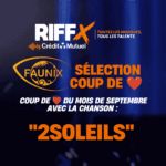 Riffx crédit mutuel sélection coup de coeur du mois de septembre Faunix Phoenix de Pandore et Mr Ashtree avec le titre "2Soleils"